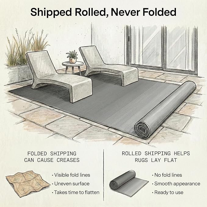 Fab Habitat Outdoor Rug - Waterproof, Fade Resistant, Crease-Free - Premium Recycled Plastic - Neutral Ombre - Patio, Deck, Porch, Balcony, Laundry Room - Big Sur - Ash - 4 x 6 ft