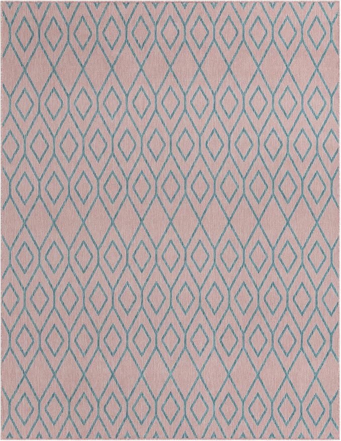 Jill Zarin Outdoor Collection Area Rug - Turks and Caicos (7' 10" x 10' Rectangle Pink and Aqua/Light Blue)