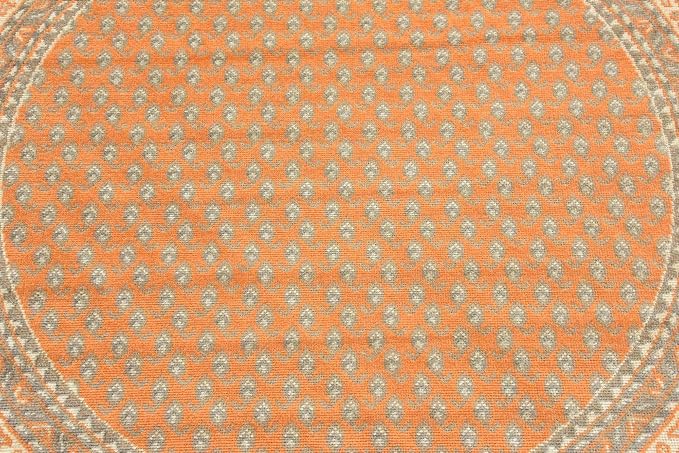 Unique Loom Williamsburg Collection Traditional Border with Dotted Center Area Rug, Round 5' 1" x 5' 1", Orange/Beige