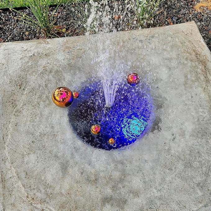 Gazing Ball Garden Mirror Outdoor - Outside Decorative Globe, Rainbow 5Pcs | Metal Polished Reflective Sphere, Stainless Steel Hollow Decoration Ornament for Home Pond Swimming Pool Housewarming Gift