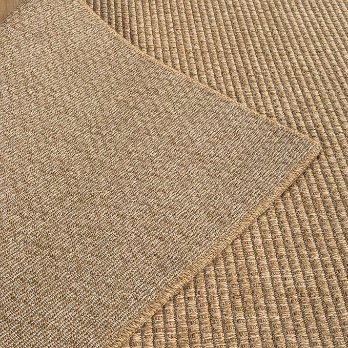 CAMILSON Easy Jute Rug 9x12, Large Indoor Outdoor Natural Color Farmhouse Area Rugs for Living Room Patio and Kitchen Rug, Solid Boho Woven Design, Easy-Cleaning, Washable Outside Carpet (9 x 12)