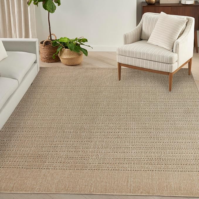 Nourison Home Tulum Taupe 9' x 12' Area Rug - Easy Clean, Non Shedding, Bed Room, Living Room, Dining Room, Kitchen (9' x 12')