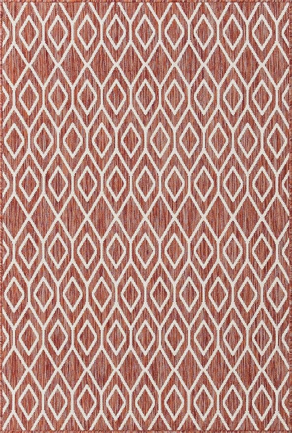 Jill Zarin Outdoor Collection Area Rug - Turks and Caicos (4' x 6' Rectangle Rust Red/Ivory)