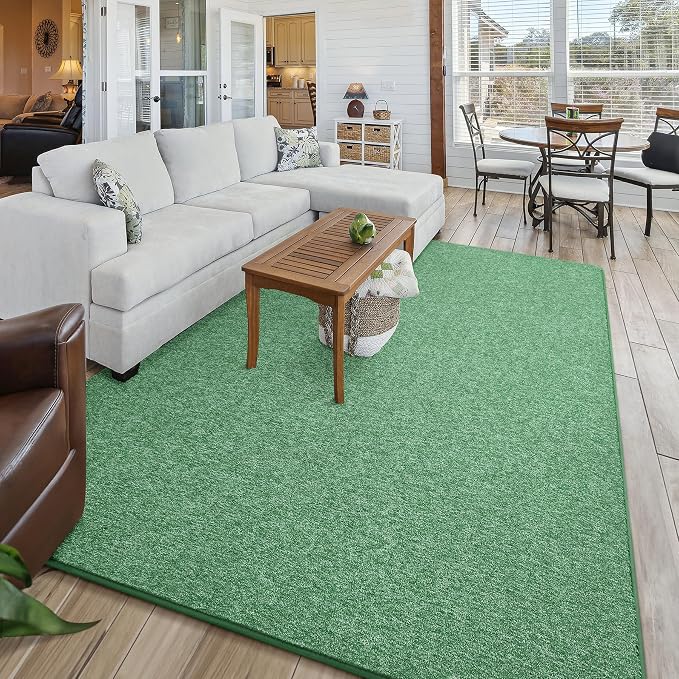Chicrug Modern 5x8 Memory Foam Area Rugs for Bedroom Living Room | Low-pile Carpet Rug for Kids Playroom, Floor Rug for Bedside Dorm Dining Room Home, Green and White