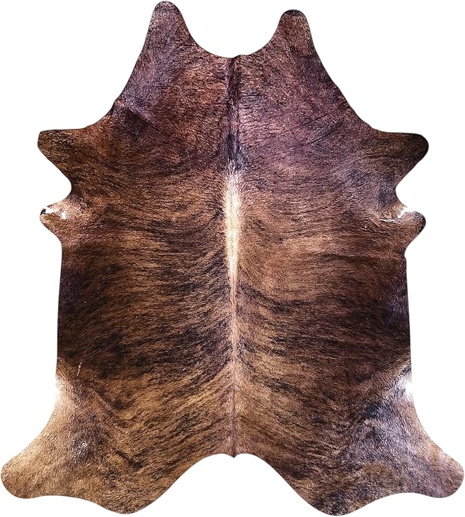 rodeo Genuine Cowhide Rug - Real Cow Hide Rug Large for Living Room & Bedroom - Western Rugs for a Natural Western Home Decor Ambiance - Rustic Cow Print Carpet Decor - 6x8 ft, Brindle