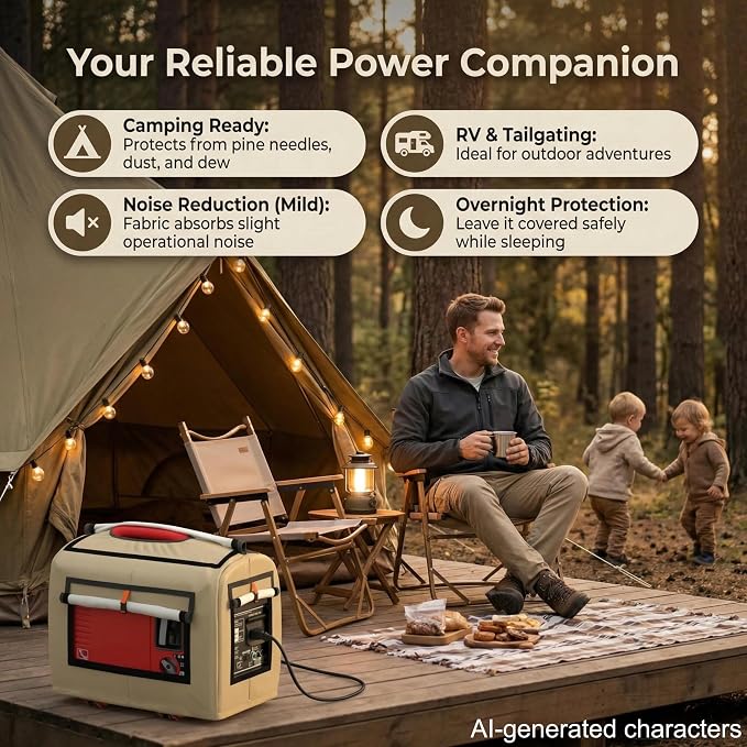 Generator Covers While Running, 21.7"L x 13.8"W x 17.4"H, Compatible With Honda EU3200i, EU2000i, Champion, Westinghouse 2200, WEN 56235i, and Pulsar G2319N Generators,Khaki