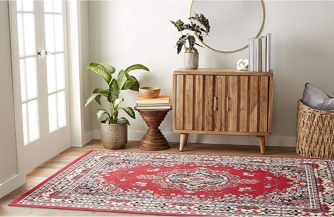 Home Dynamix Premium Sakarya Traditional Medallion Area Rug, Red/Black, 3'7"x5'2"