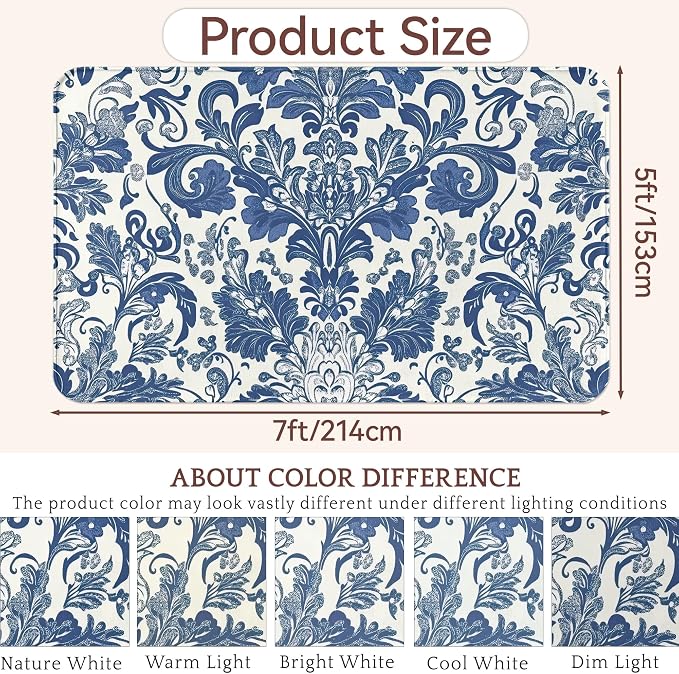 Area Rugs Paisley Floral Modern Neutral Large Living Room Carpet Vintage Traditional Flower Washable Rugs 5×7 for Kitchen Dinning Room Bedroom Farmhouse Nursery Office Home Decor