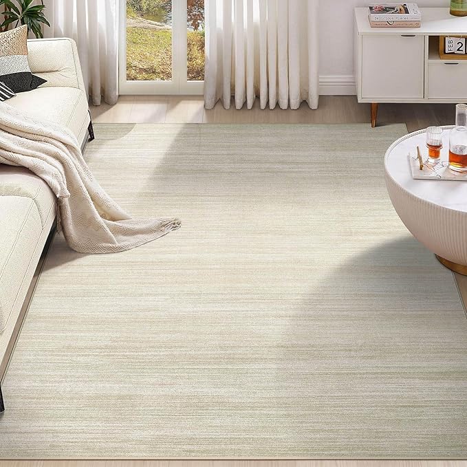 UERMEI 9x12 Washable Area Rug - Neutral Modern Abstract Living Room Rugs, Non-Slip Soft Large Indoor Floor Carpet for Bedroom Home Office & Under Dining Table Decor, Brown/Beige