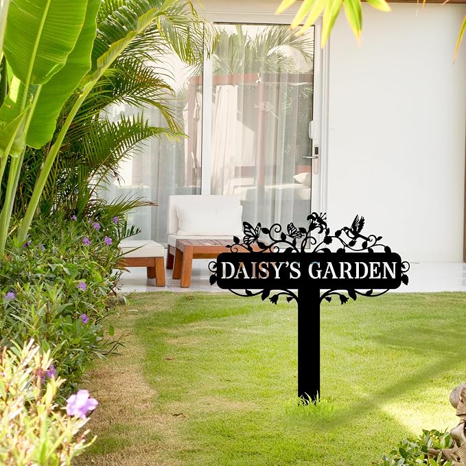 Custom Garden Metal Stake Sign – Personalized Outdoor Name Sign, Decorative Metal Yard Art for Plant Lovers