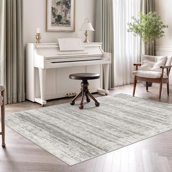 Miukiki 4x6 Washable Area Rug Non Slip Rug for Living Room Grey | Moroccan Soft Low Pile Indoor Area Rug for Living Room Bedroom Dining Room Stain Resistant Carpet with Easy Care 4'x6'