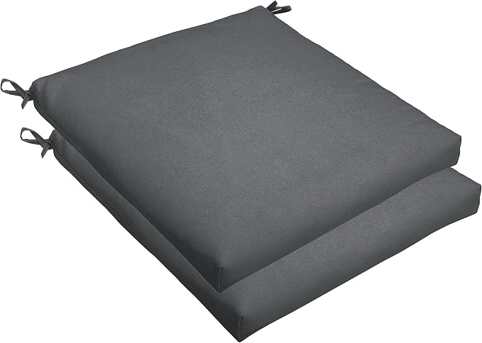 Sorra Home Sunbrella Bristol Square Chair Cushion (Set of 2) - Fade & Water Resistant, Outdoor & Indoor Patio Seat Cushion with Plush Trupedic Foam - Canvas Charcoal (20" x 20" x 2.5")