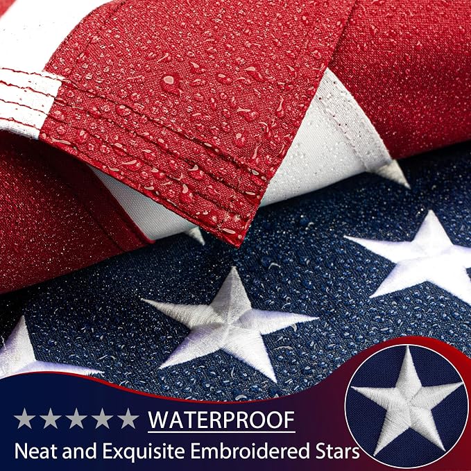 Chillchard 5x8 FT American Flags for Outside Heavy Duty - TearProof US Flag | Ultra Anti-Fade & Waterproof Outdoor Spun USA Flag Fly in High Wind with Embroidered Stars, Brass Grommets for All Weather