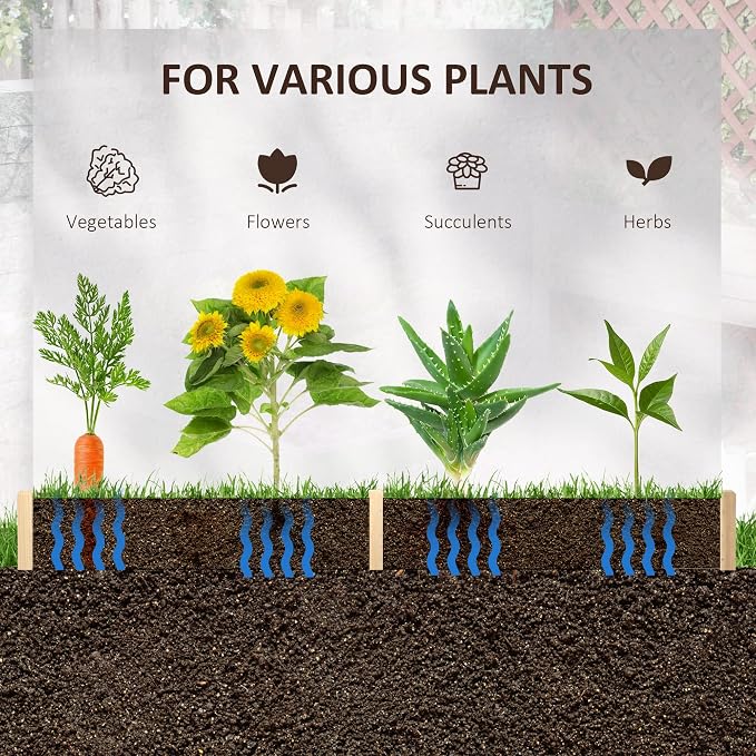 Outsunny Wooden Raised Garden Bed, Hexagon Screwless Outdoor Planter Box Plants, Vegetables, Flowers, Herbs, 39" x 36" x 6", Natural Wood