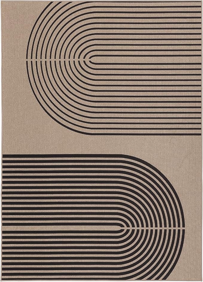 GarveeHome Modern Rainbow Easy Jute 3x5 Patio Rug, Indoor/Outdoor Patio & Entryway Mat, Washable Non-Slip Carpet for Mudroom, Farmhouse Decor, Front Door