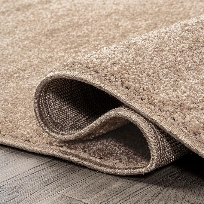 JONATHAN Y Haze Solid Low-Pile Beige 8' Round Indoor Area Rug, Coastal,Bohemian,Minimalist,Classic, Easy-Cleaning for Living Room,Bedroom,Kitchen,Pet Friendly,Non-Shedding (SEU100G-8R)