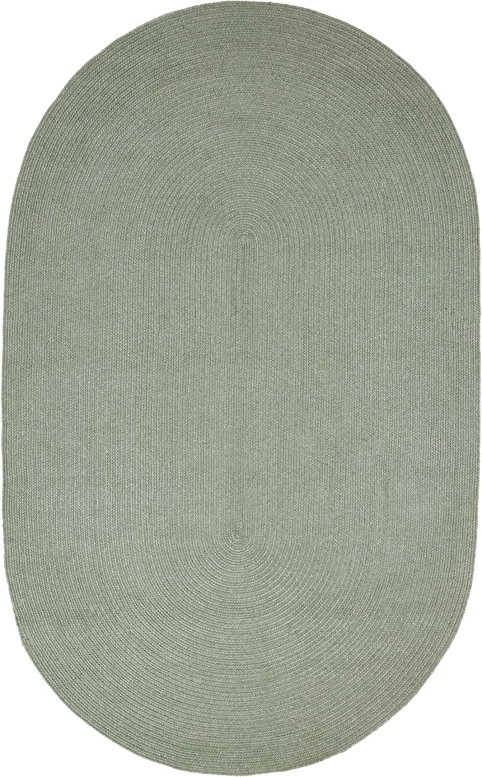 Superior Jute Oval Indoor Area Rug, Fog Green