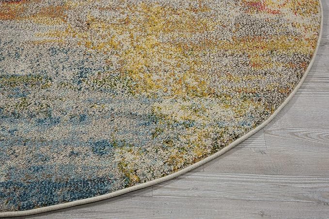 Nourison Home Celestial Sealife 5'3" x Round Area Rug - Easy Clean, Non Shedding, Bed Room, Living Room, Dining Room, Kitchen (5' x Round)