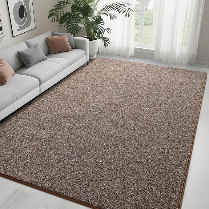 5x7 Brown Area Rug | Washable Memory Foam, Low Pile Non Slip Indoor Carpet for Living Room Bedroom Office Classroom College Dorm Room Home Decor