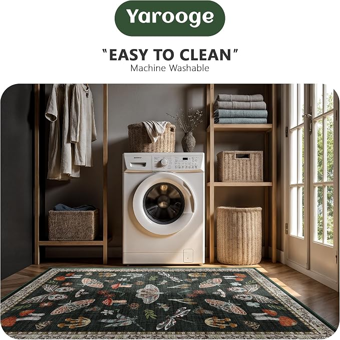 Area Rug 5x7, Insect Ultra Soft Washable Rug Non Slip with Rubber Back, Stain Resistant Rugs for Living Room, Bedroom, Dining Room(Black Butterfly)