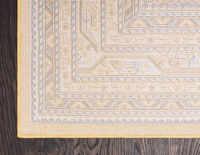 Unique Loom Williamsburg Collection Traditional Border with Dotted Center Area Rug, Rectangular 10' 0" x 13' 1", Yellow/Beige