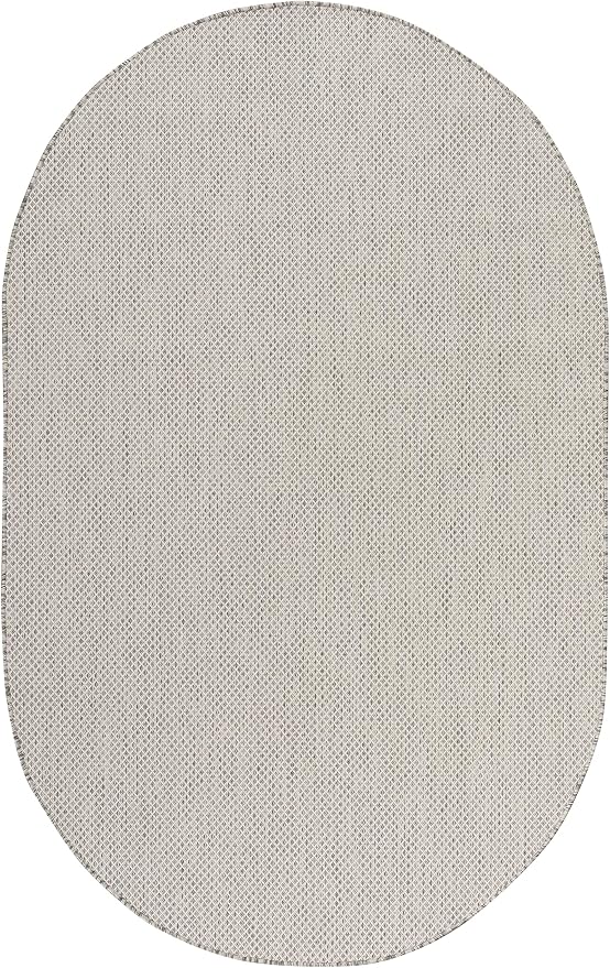 Nourison Home Courtyard Ivory Silver 6' x 9' Oval Area Rug - Easy Clean, Non Shedding, Bed Room, Living Room, Dining Room, Kitchen (6' x 9' Oval)