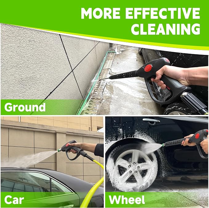 M MINGLE Pressure Washer Hose and Gun Kit, 25 FT Power Washer Hose with 5 Nozzle Tips and M22-14mm Fitting, Replacement for Ryobi, Simpson, Craftsman