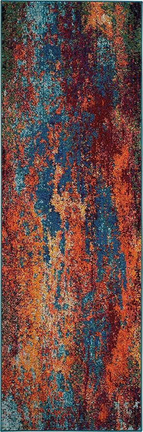 Nourison Home Celestial Atlantic 2' x 6' Area Rug - Easy Clean, Non Shedding, Bed Room, Living Room, Dining Room, Kitchen (6' Runner)