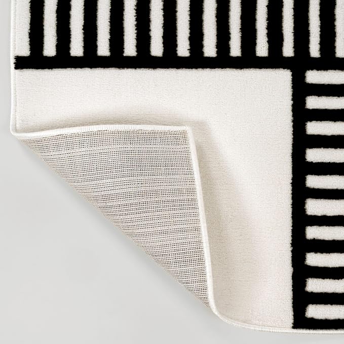 JONATHAN Y Nordby High-Low Arch Striped Black/White Runner Rug, 2x8, Indoor, Non-Shedding, Stain Resistant for Bedroom, Living Room, Kitchen (SCN104G-28)