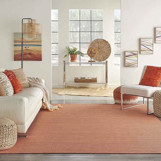 Nourison Home Positano Terracotta 9' x 12' Area Rug - Easy Clean, Non Shedding, Bed Room, Living Room, Dining Room, Kitchen (9' x 12')