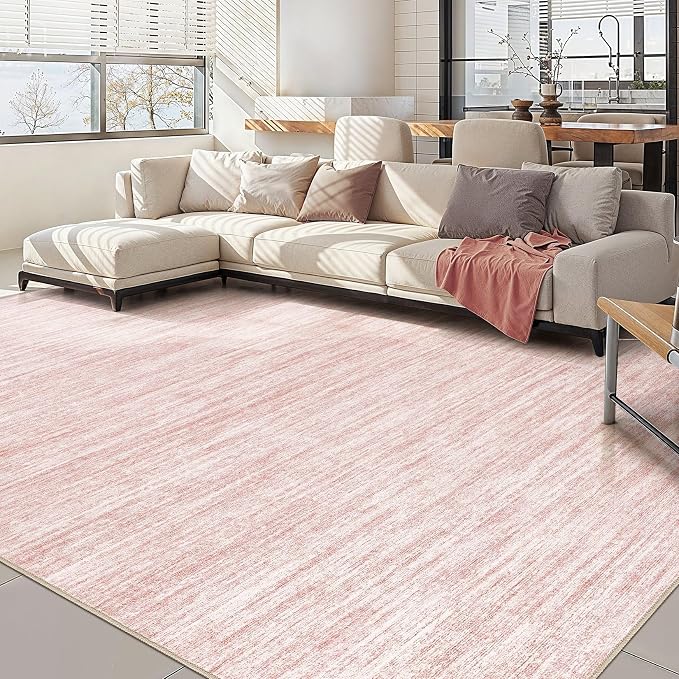 Nakagishi Boho 10x14 Area Rug Living Room Rugs Machine Washable Pink | Soft, Pet & Kid Friendly, Carpet for Living Room/Bedroom/Office/Kitchen/Nursery, Daily Home Decor Stain Resistant Moroccan