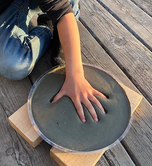 Large DIY Stepping Stone Kit, Handprint Stepping Stone, Mother's Day Gift, Footprint Stepping Stone (10 Inch)