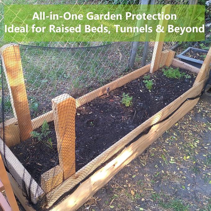 7.5x65ft Bird Netting, 1/2 inch Mesh, Heavy Duty Garden Netting for Fruit Trees, Blueberry Bushes, Vegetables, Extra Strong Woven Mesh Against Birds, Deer, Squirrels, Poultry and Other Animals