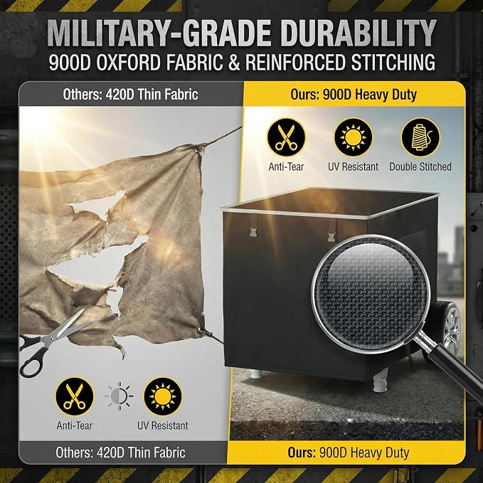 [New Upgraded] 900D Heavy Duty Waterproof Generator Cover, Generator Cover for Outside, 32"L x 24"W x 24"H Cover Universal 5000W-10000W Outdoor Generator Storage Box, All Season Protection, Black