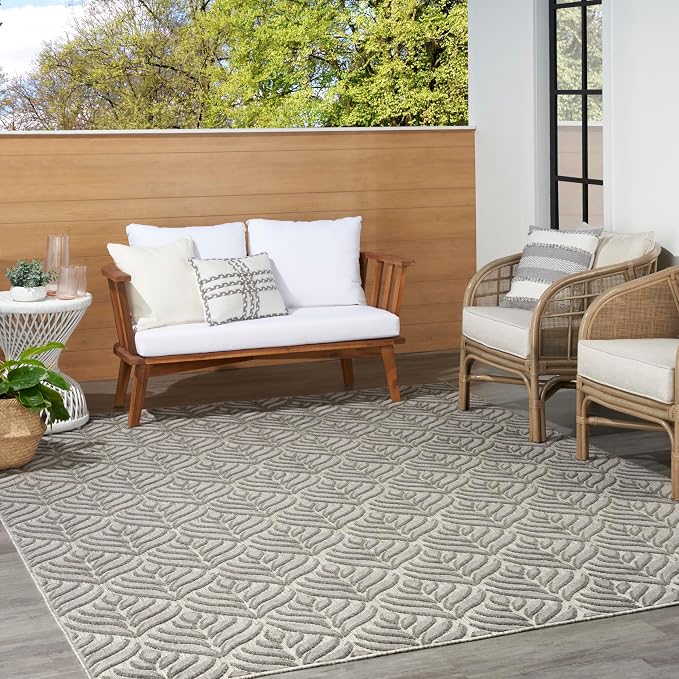 Nourison Home Aloha Charcoal 6' x 9' Area Rug - Easy Clean, Non Shedding, Bed Room, Living Room, Dining Room, Kitchen (6' x 9')