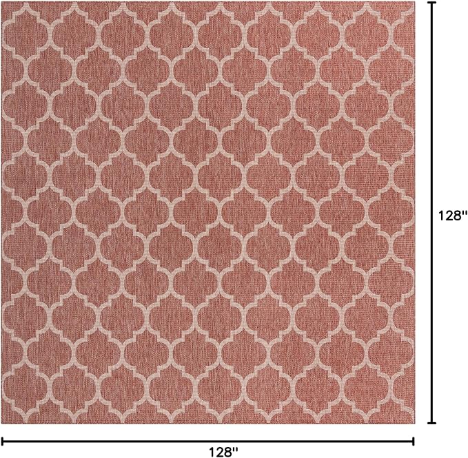 Unique Loom Outdoor Trellis Collection Area Rug - Trellis (Square 10' 8" x 10' 8", Rust Red/ Ivory)