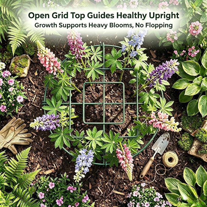 4 Pack Peony Cages and Supports, 14" D x 16" H Large Plant Supports for Outdoor Plants, Heavy Duty Flower Support Rings for Peonies, Roses, Hydrangeas, Tomatoes & More