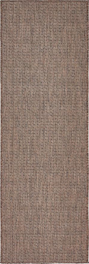 Unique Loom Collection Casual Transitional Solid Heathered Indoor/Outdoor Flatweave Area Rug (2' x 6' 1" Runner, Light Brown/Ivory)