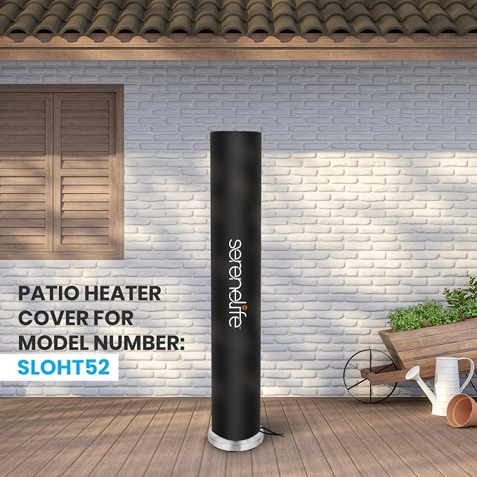 SereneLife Patio Heater Cover for SLOHT52 Infrared Outdoor Electric Space Heater, Heavy Duty Propane Heater Cover, Durable, Tearproof, Waterproof Dustproof, Wind/Sun/Snow Resistant