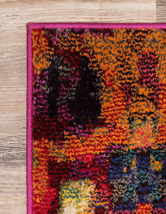 Unique Loom Jardin Collection Colorful, Vibrant, Abstract, Modern Area Rug (2' 0 x 3' 0 Rectangular, Multi/ Blue)