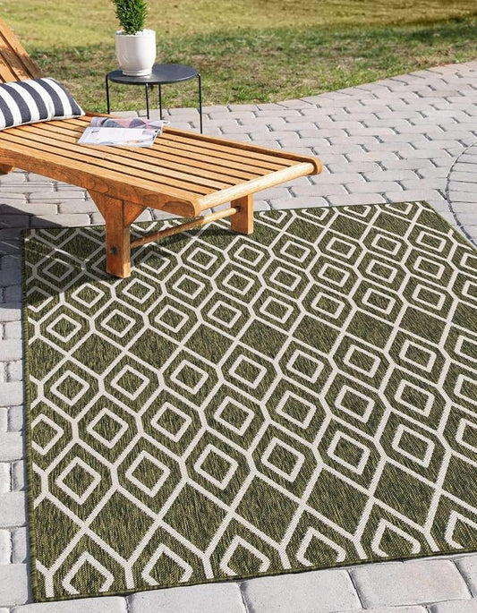 Jill Zarin Outdoor Collection Area Rug - Turks and Caicos (3' 3" x 5' 3" Rectangle Green/Ivory)