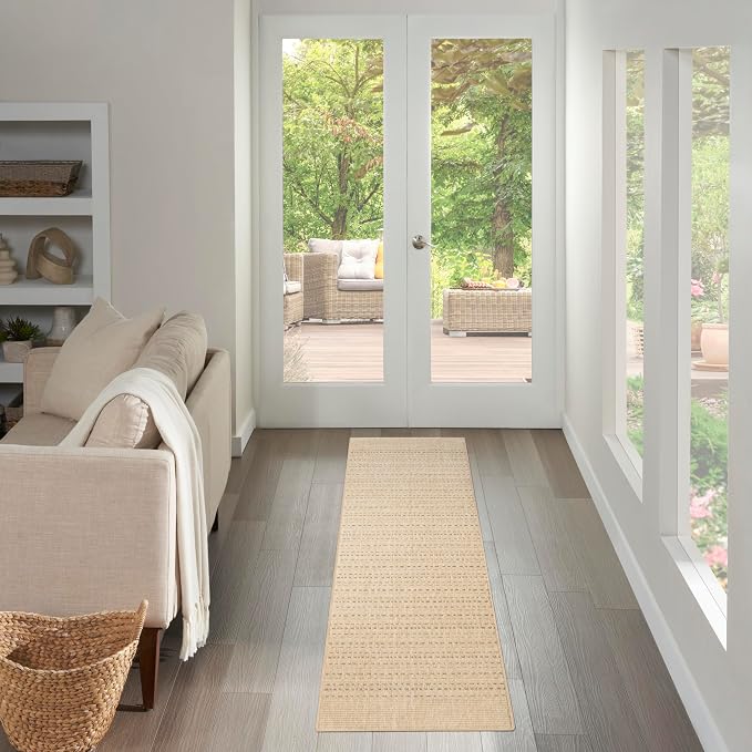 Nourison Home Tulum Taupe 2' x 6' Area Rug - Easy Clean, Non Shedding, Bed Room, Living Room, Dining Room, Kitchen (6' Runner)