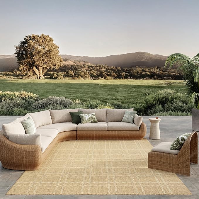 Nourison Home Horizon Indoor/Outdoor Natural 9' x 12' Area Rug - Easy Clean, Non Shedding, Bed Room, Living Room, Dining Room, Kitchen (9' x 12')