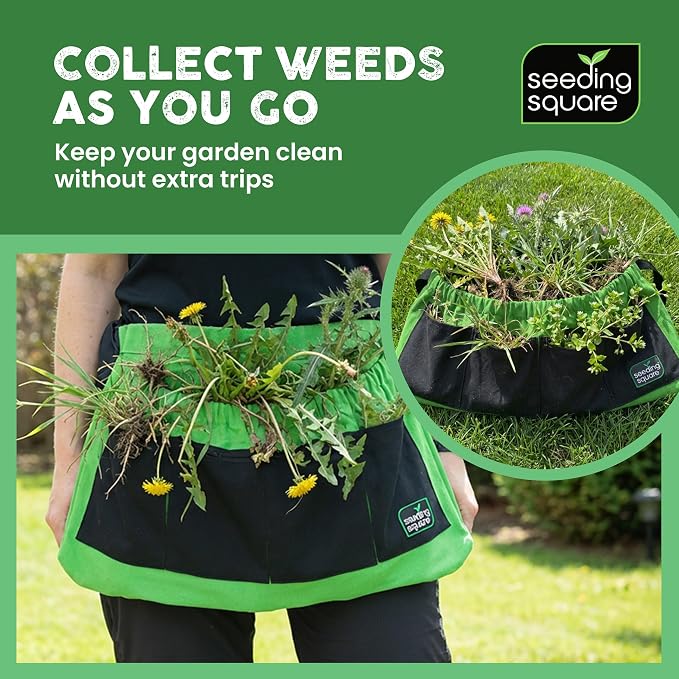 Seeding Square Harvest Apron Hands-Free Gardening Apron for Fruits, Vegetables, Tools – Adjustable, Durable, Washable