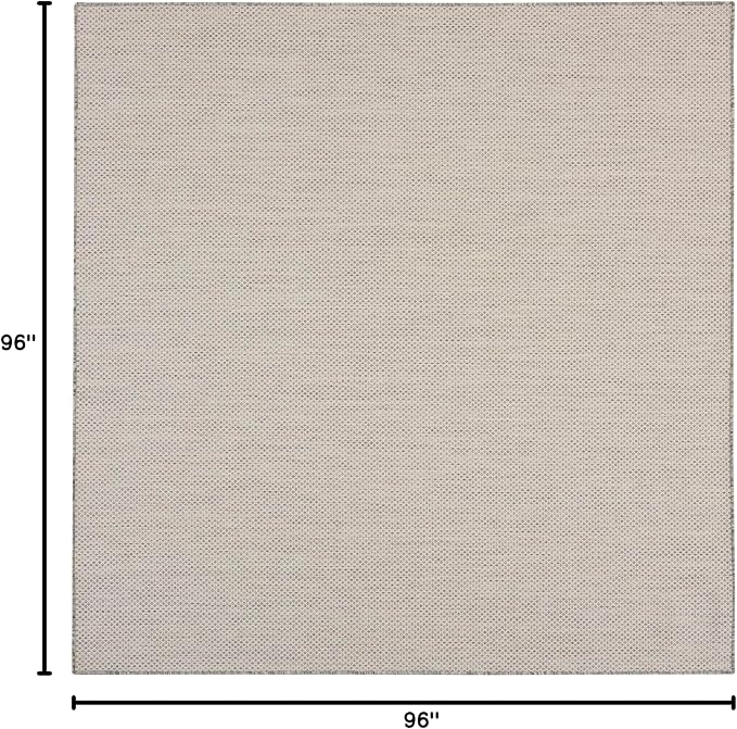 Nourison Home Courtyard Ivory Silver 8' x Square Area Rug - Easy Clean, Non Shedding, Bed Room, Living Room, Dining Room, Kitchen (8' x Square)