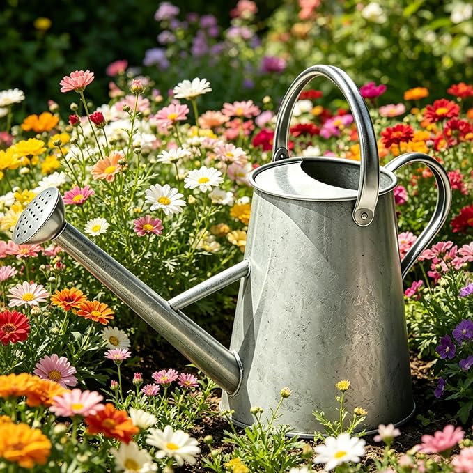 Metal Watering Can with Stainless Steel Handle for Outdoor and Indoor Plants, Watering Can Decor, 1.5 Gallon (Zinc)