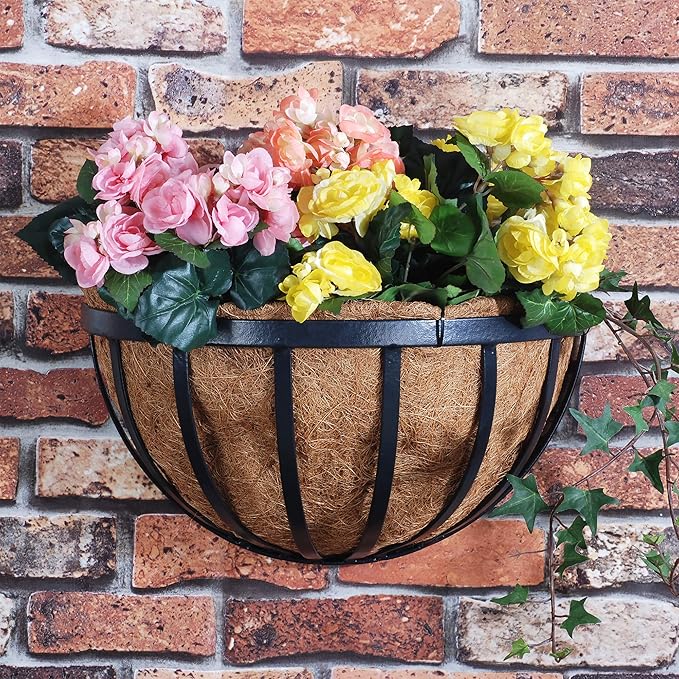 Arcadia Garden Products 1527 Half Round Circle Wall Mounted Planters with Coco Liner 16"
