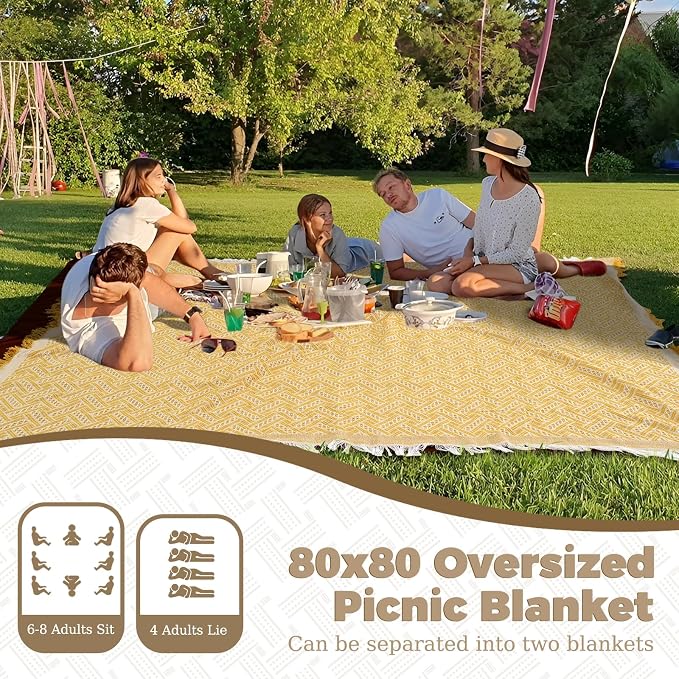 2 in 1 Extra Large Camping Blanket Outdoor Picnic Yoga Mat Lightweight Car Essential Roadtrip Gadget Rv Accessories Glamping Tent Gear Must Haves Hiking Stuff Backpacking Necessities Women Beach Gift