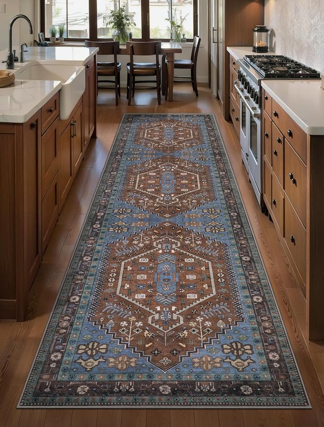 Ciicool Long Washable Runners Area Rug for Hallways,Ultra Soft 2x8ft Carpet | Oriental Non-Slip Thin Indoor Mat Vintage Entry Rugs for Kitchen Entryway Bedroom Bedside Living Room Laundry Bathroom Decor