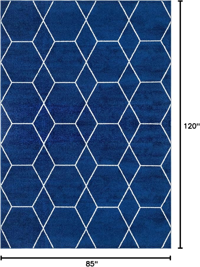 Unique Loom Trellis Frieze Collection Area Rug - Geometric (7' 1" x 10', Navy Blue/ Ivory)